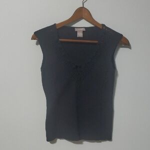 Kenar Black V-Neck Tank Top